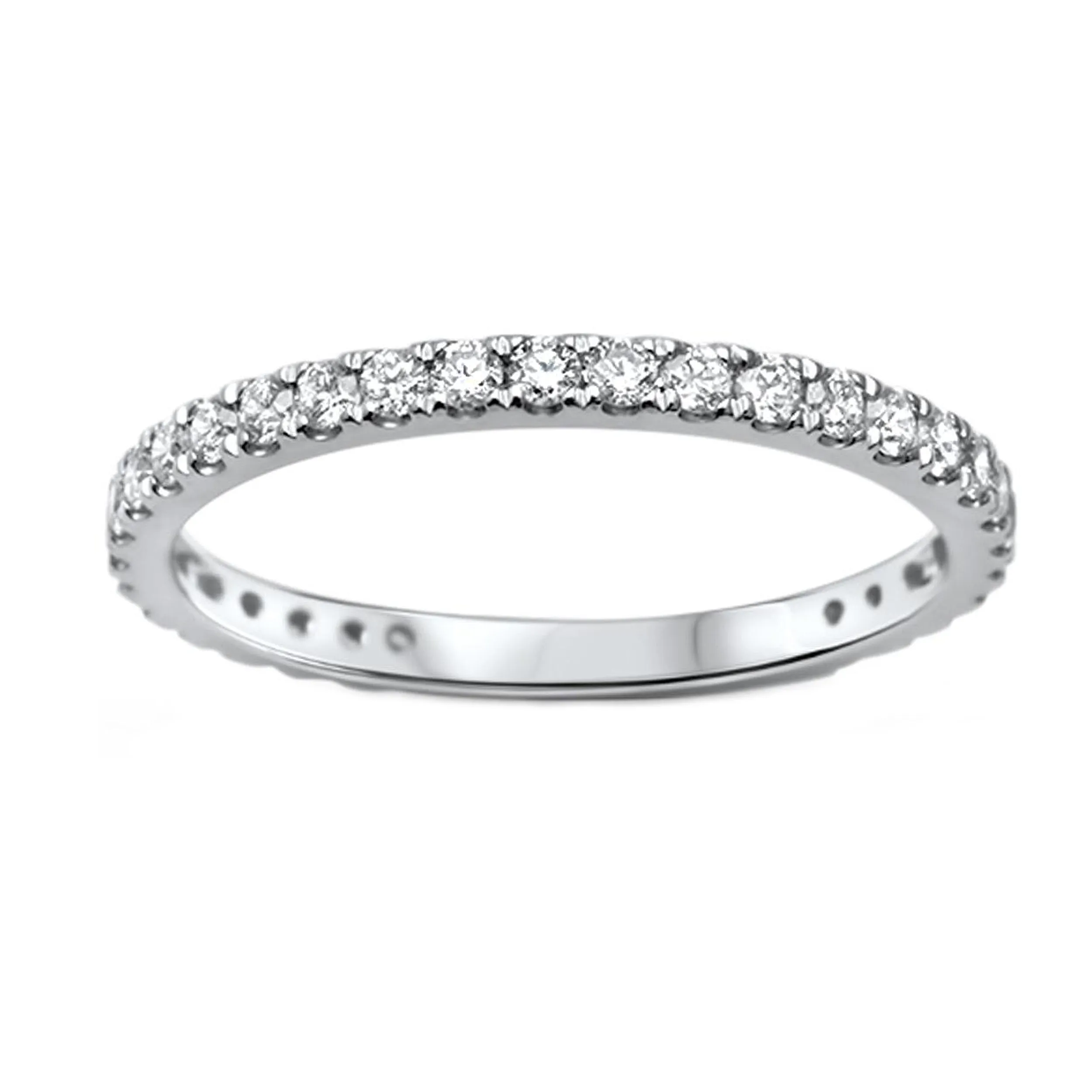0.48ct Pavé Round Diamonds in 14K White Gold Half Eternity Band