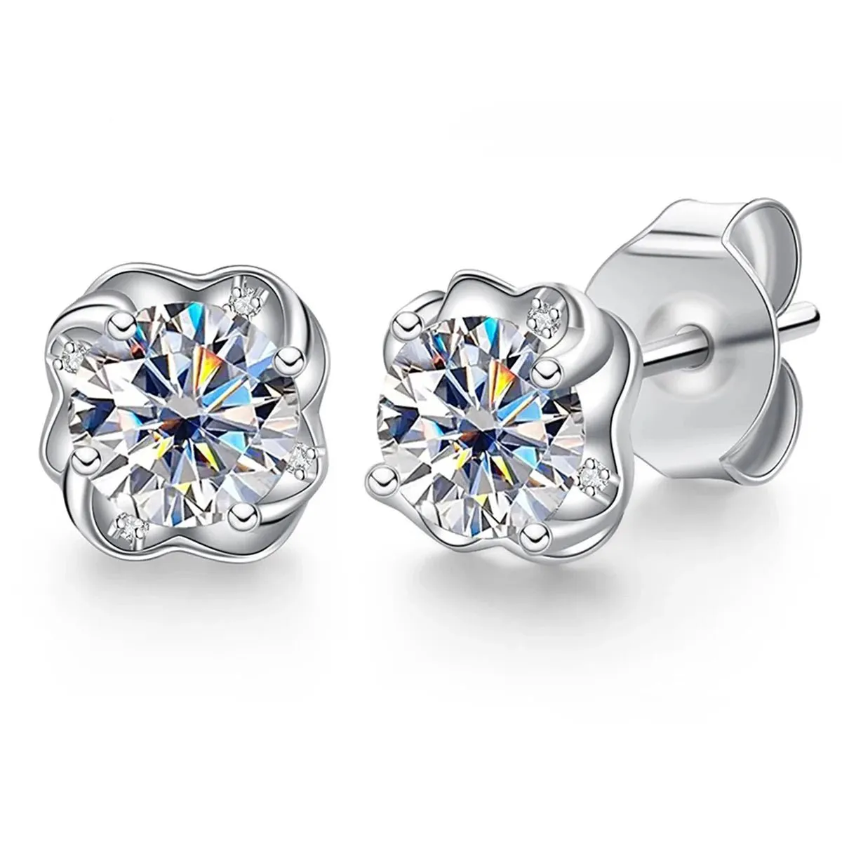 0.5 Ct Diamond Flower Stud Earrings
