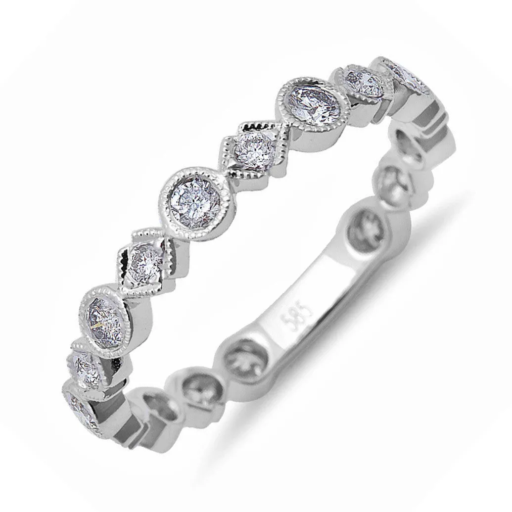 0.60tcw Round Diamonds in 14K White Gold Wedding Anniversary Band Ring