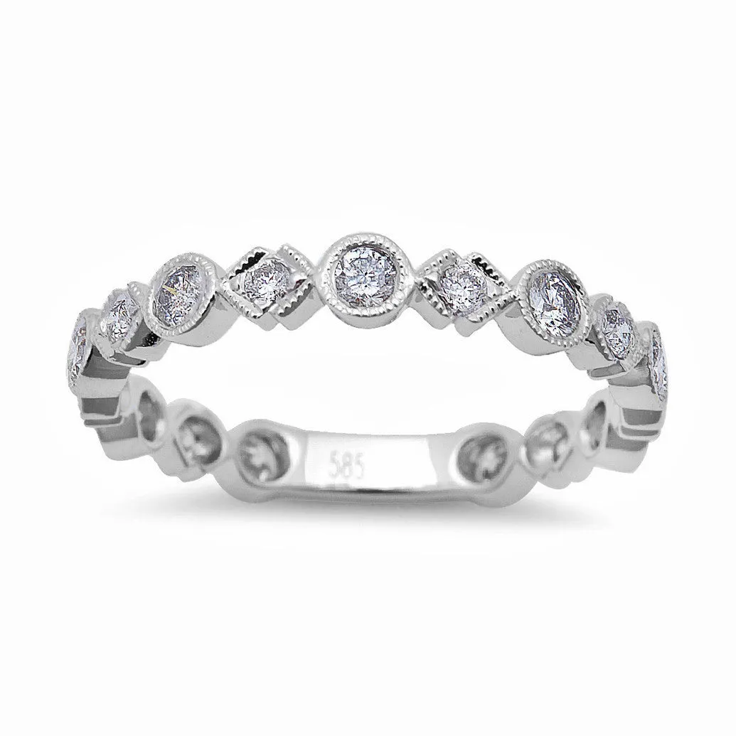 0.60tcw Round Diamonds in 14K White Gold Wedding Anniversary Band Ring