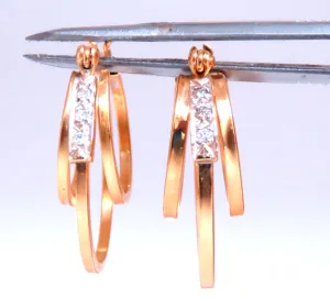 .06ct Diamonds Tri-Hoop earrings 14kt gold 45774