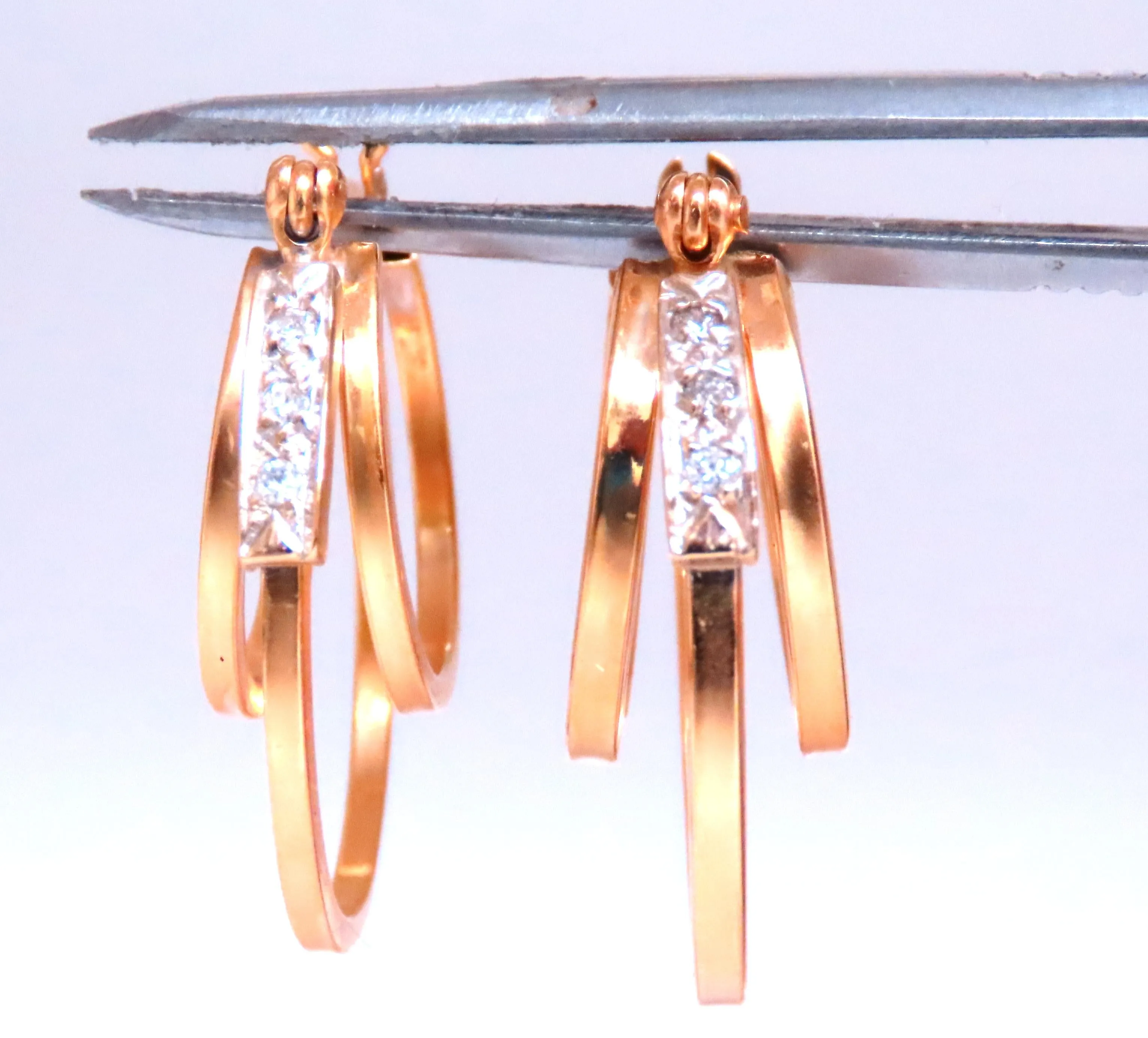 .06ct Diamonds Tri-Hoop earrings 14kt gold 45774