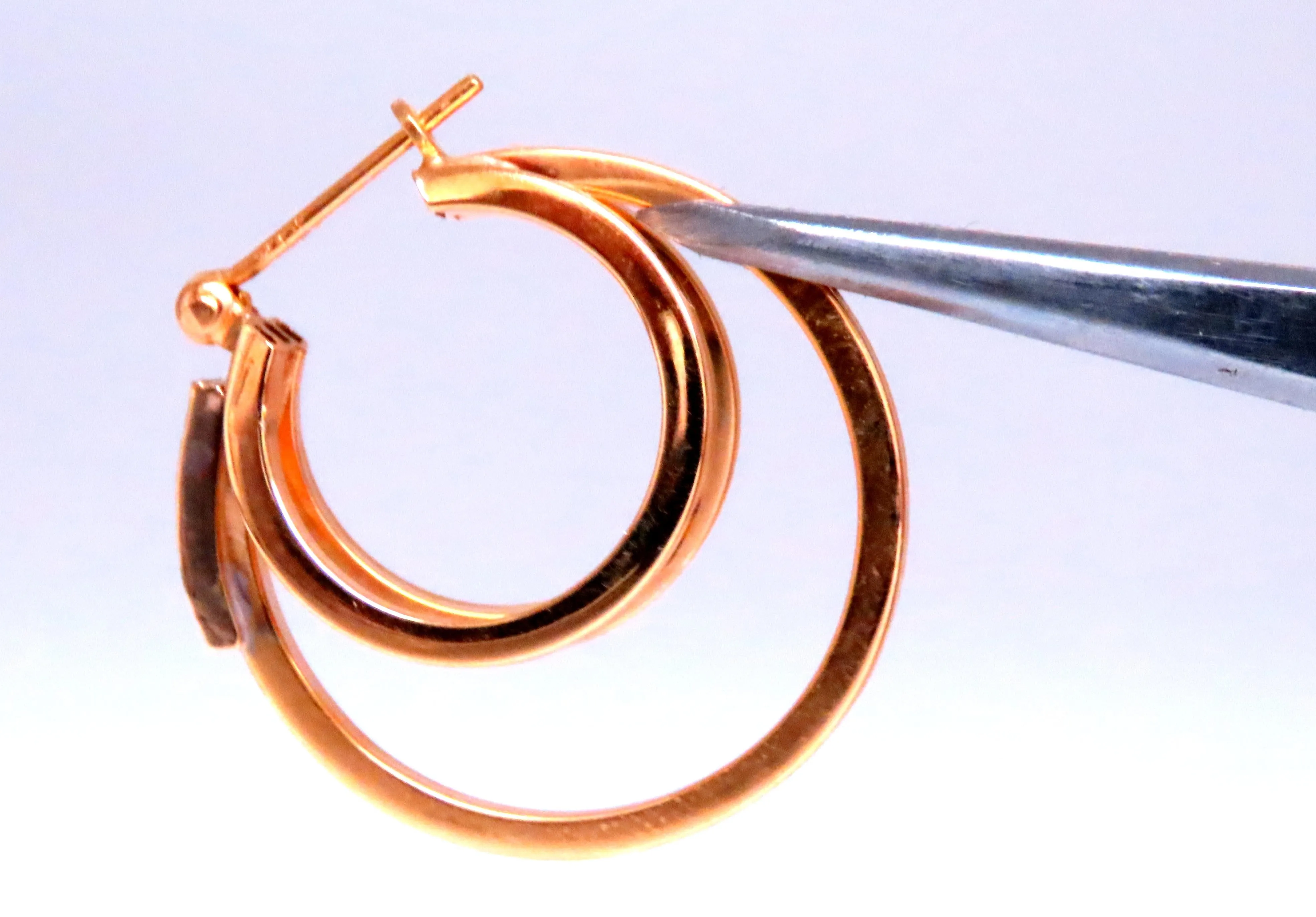 .06ct Diamonds Tri-Hoop earrings 14kt gold 45774