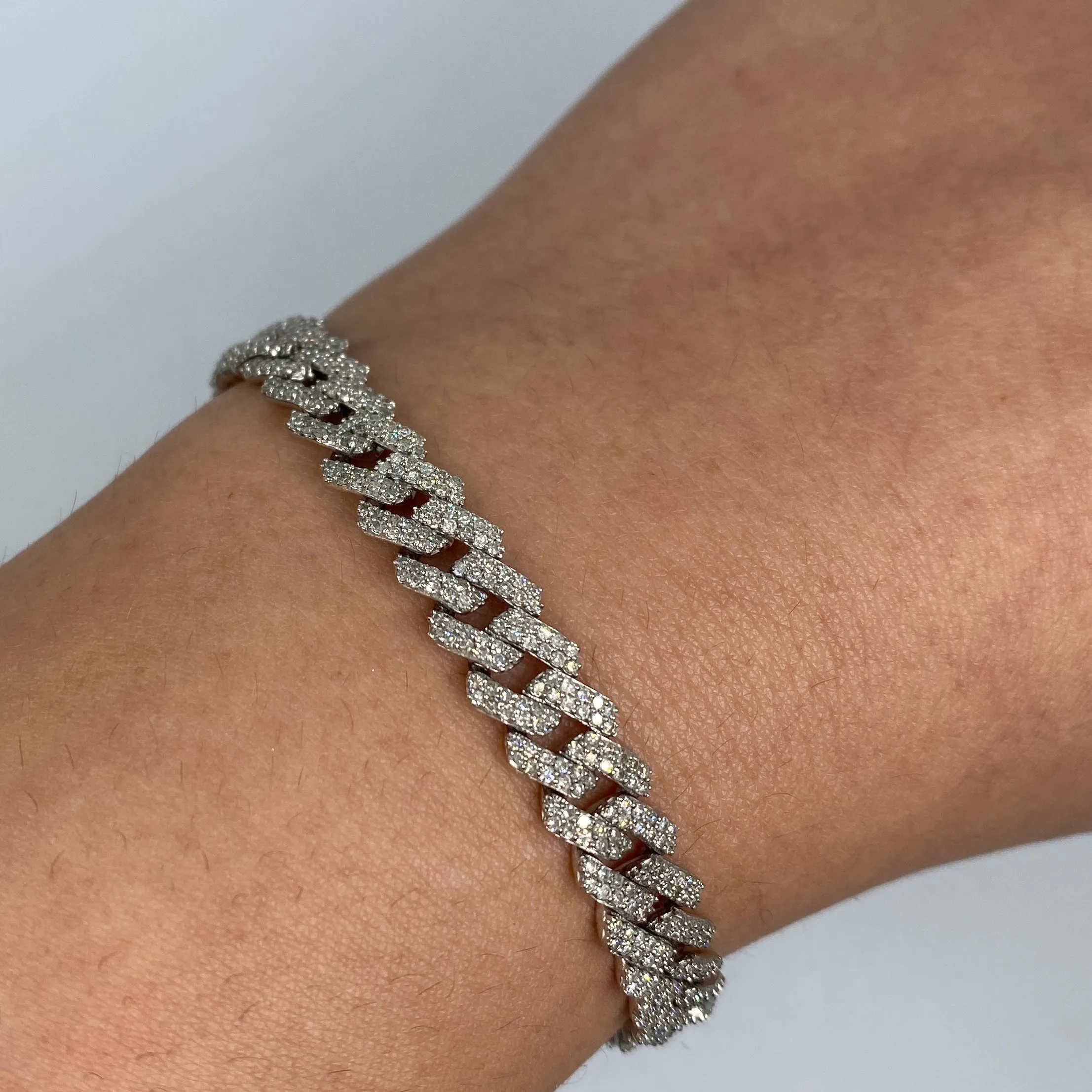 10K 8MM Cuban Link Diamond Bracelet 7-8"