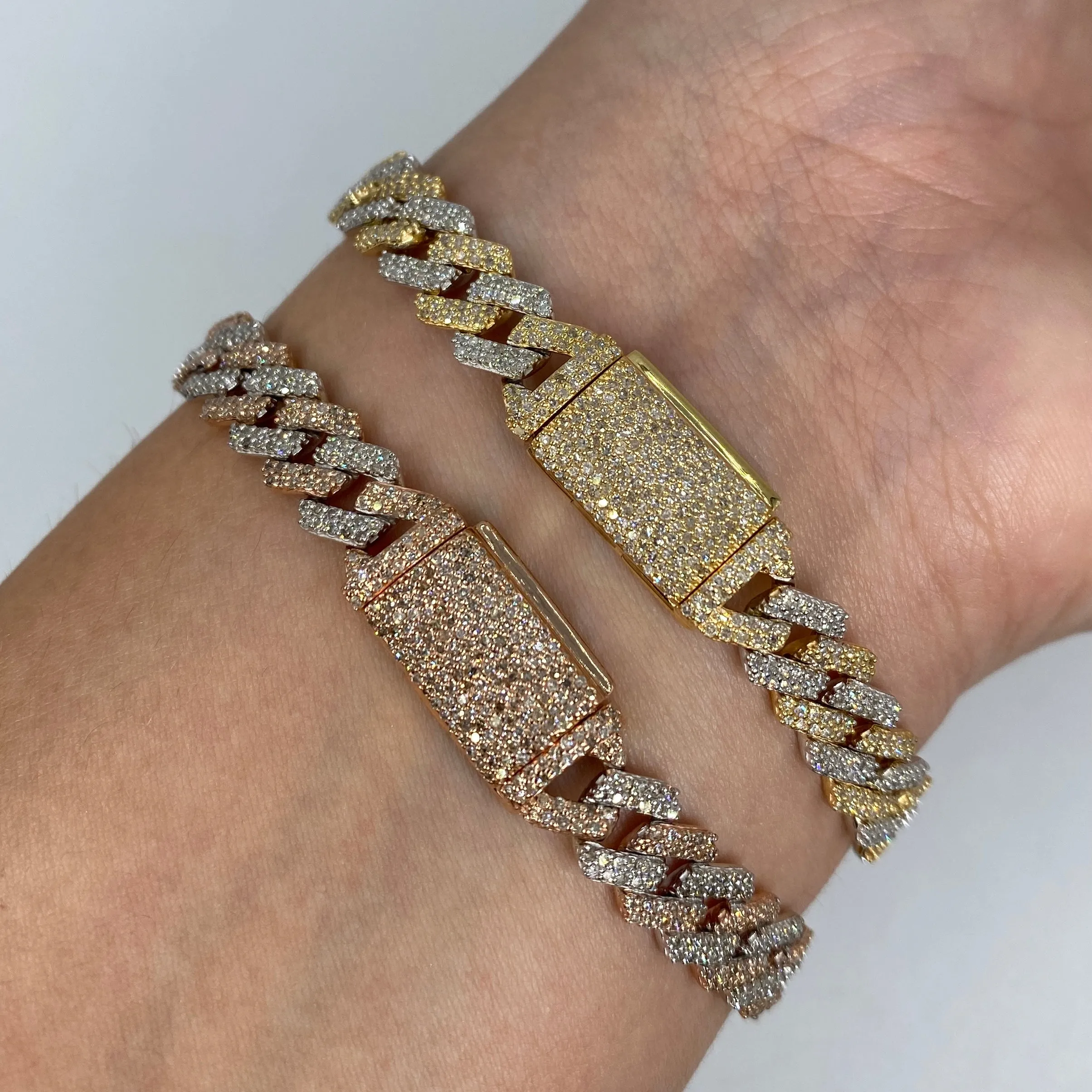 10K 8MM Cuban Link Diamond Bracelet 7-8"