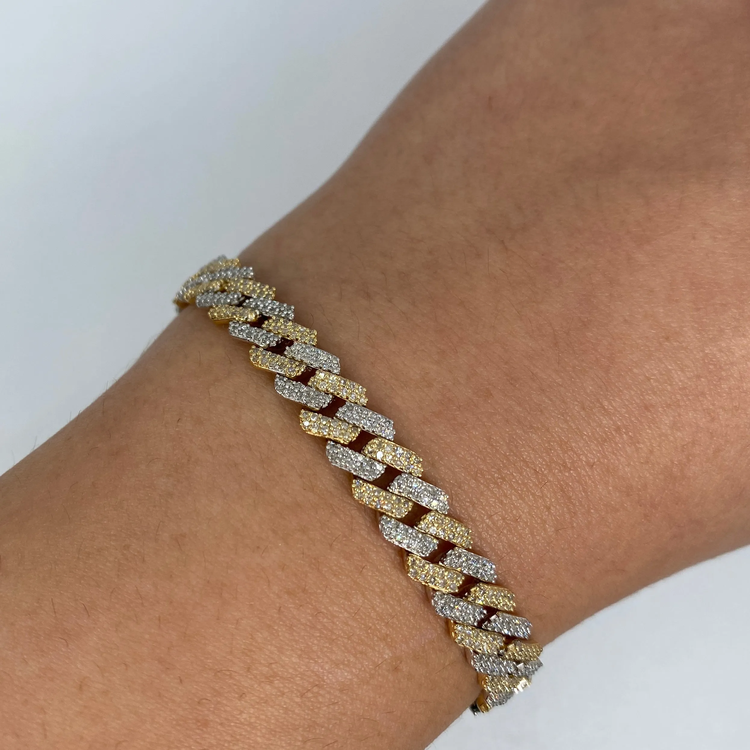 10K 8MM Cuban Link Diamond Bracelet 7-8"