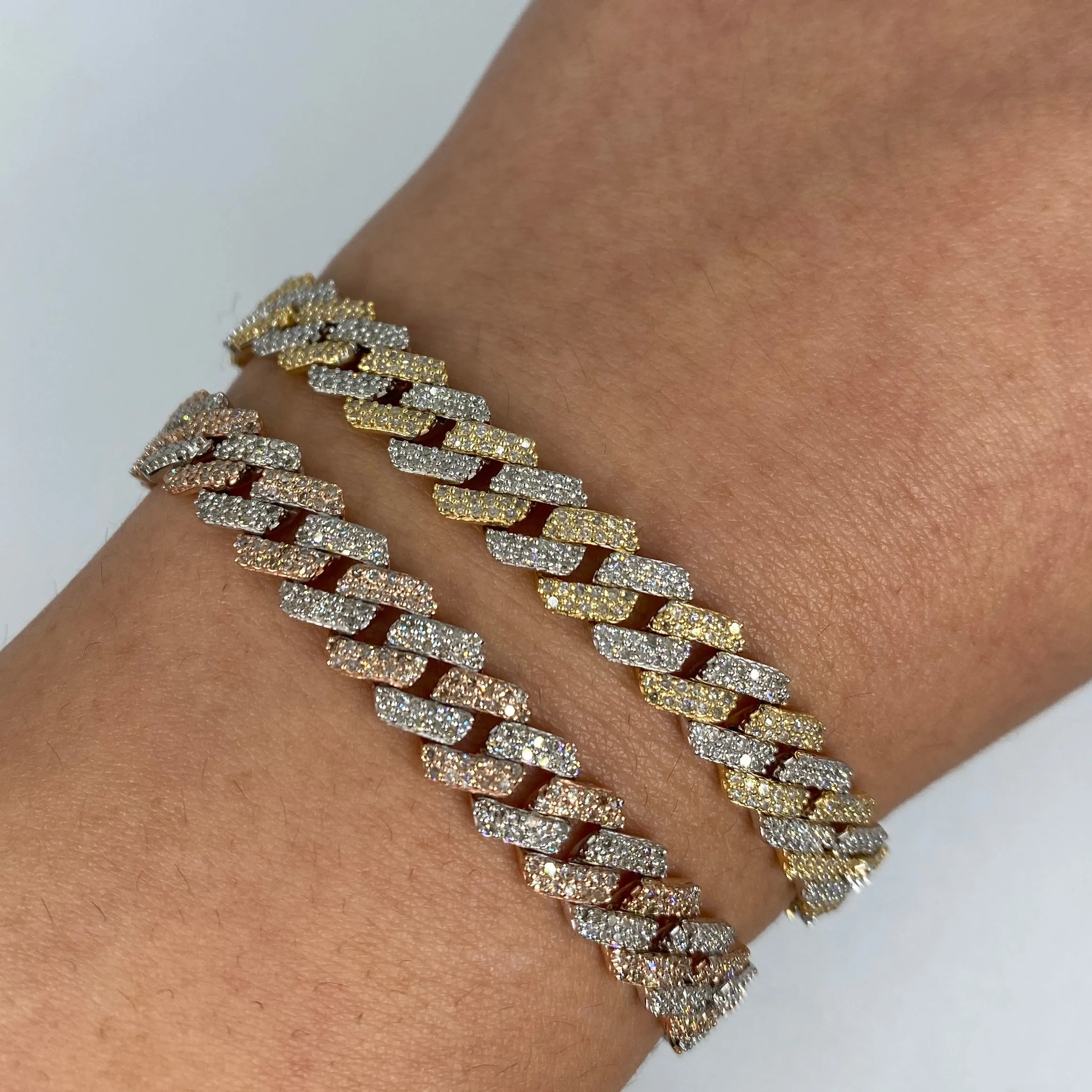 10K 8MM Cuban Link Diamond Bracelet 7-8"