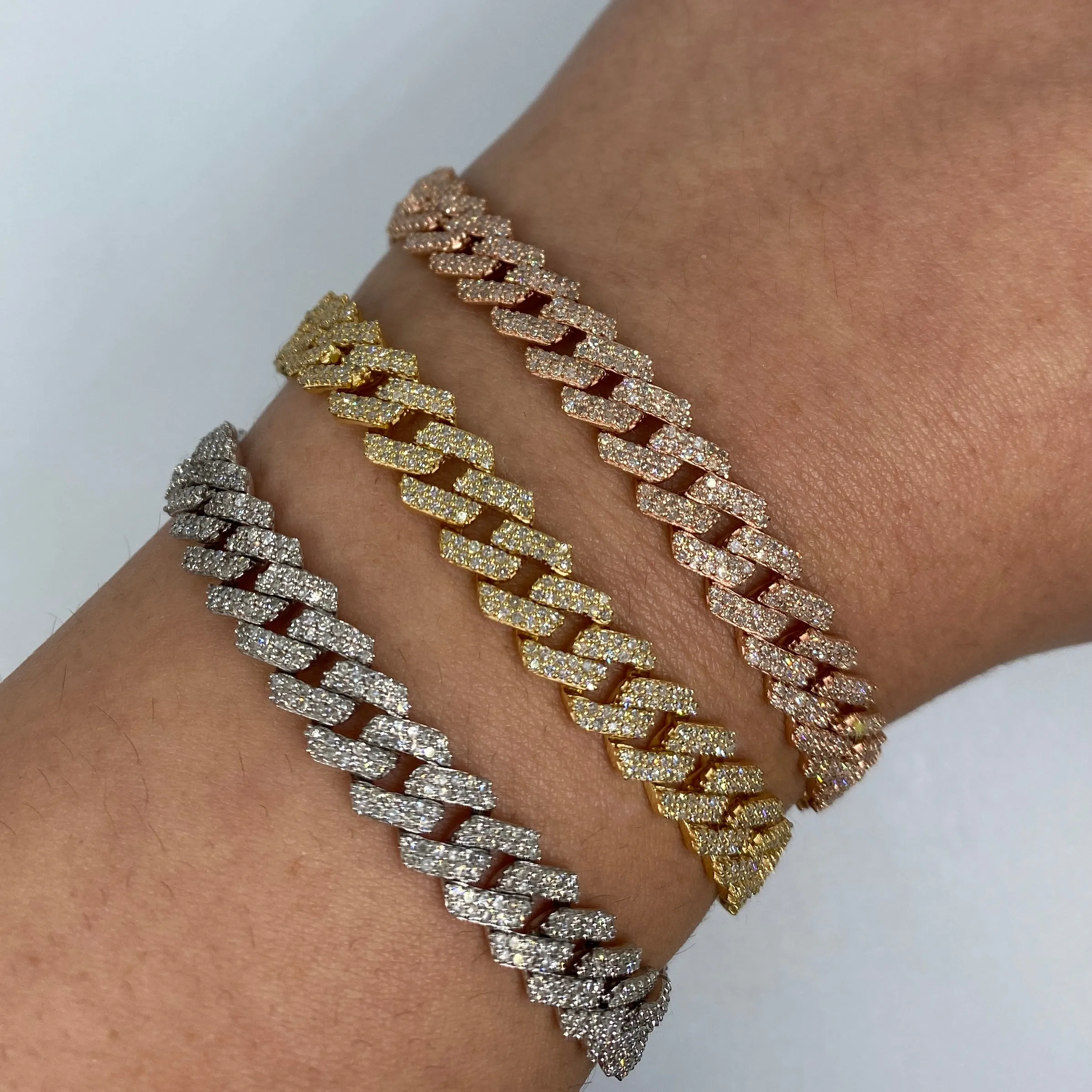 10K 8MM Cuban Link Diamond Bracelet 7-8"