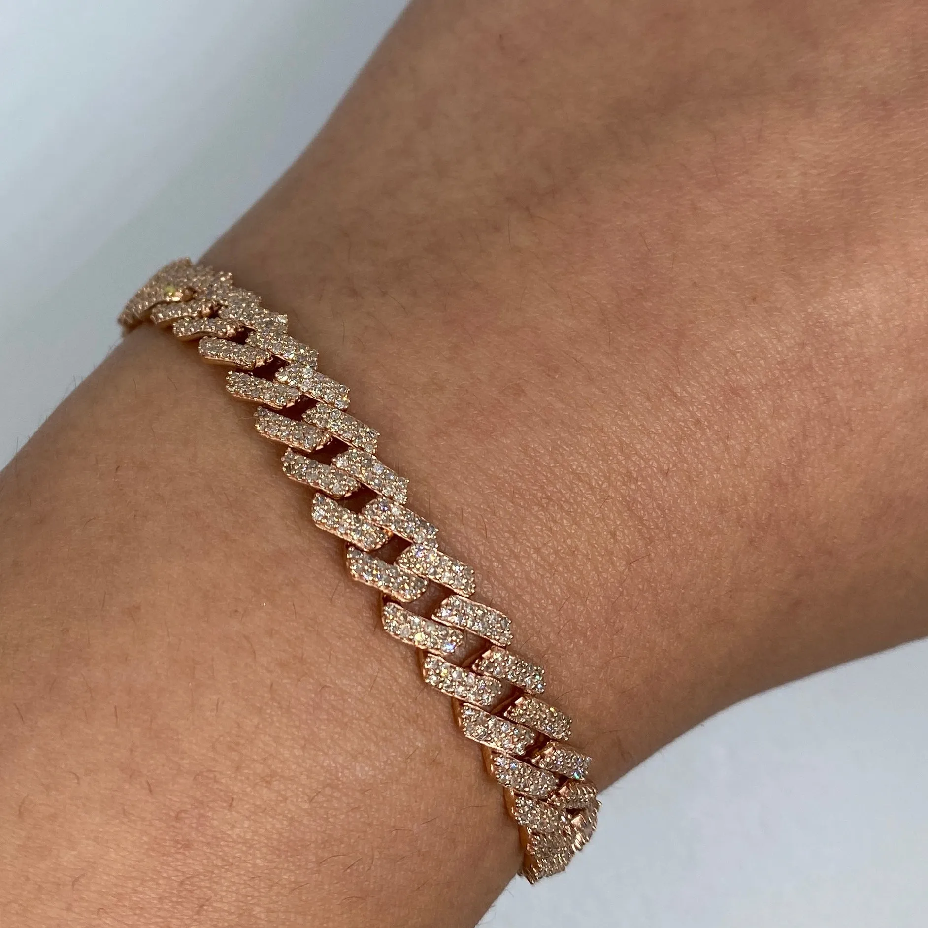 10K 8MM Cuban Link Diamond Bracelet 7-8"