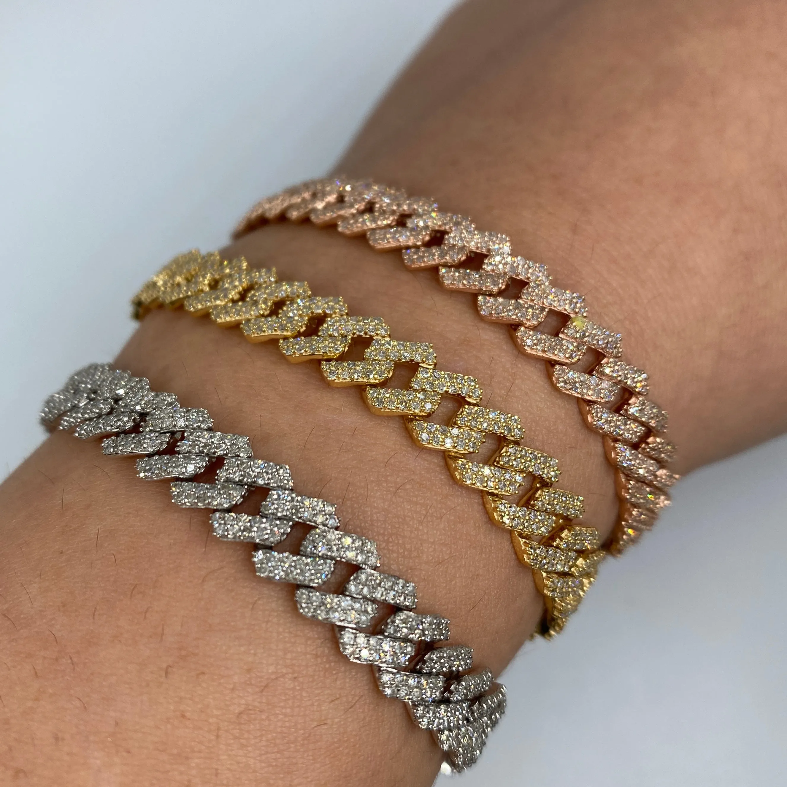 10K 8MM Cuban Link Diamond Bracelet 7-8"