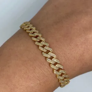 10K 8MM Cuban Link Diamond Bracelet 7-8"