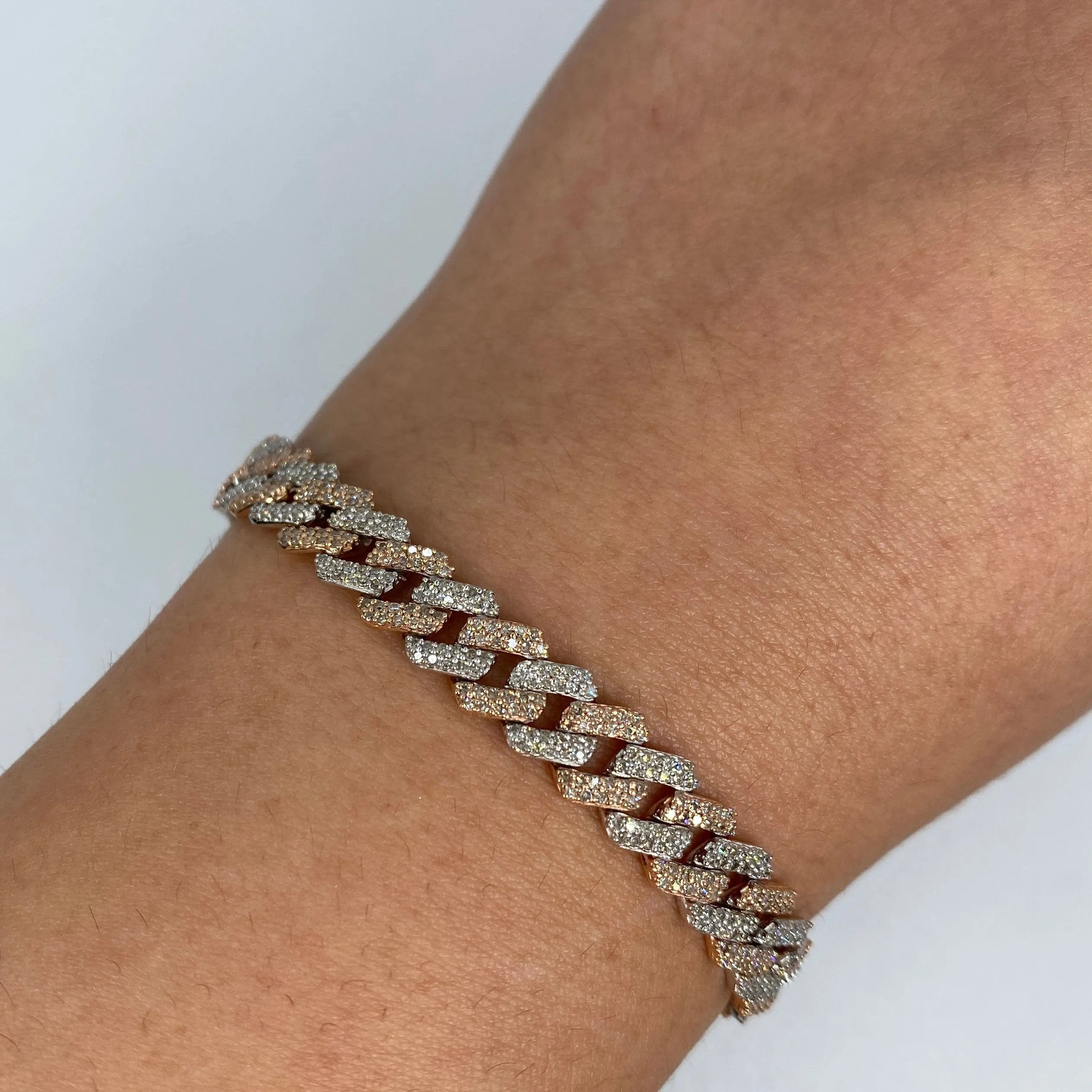 10K 8MM Cuban Link Diamond Bracelet 7-8"