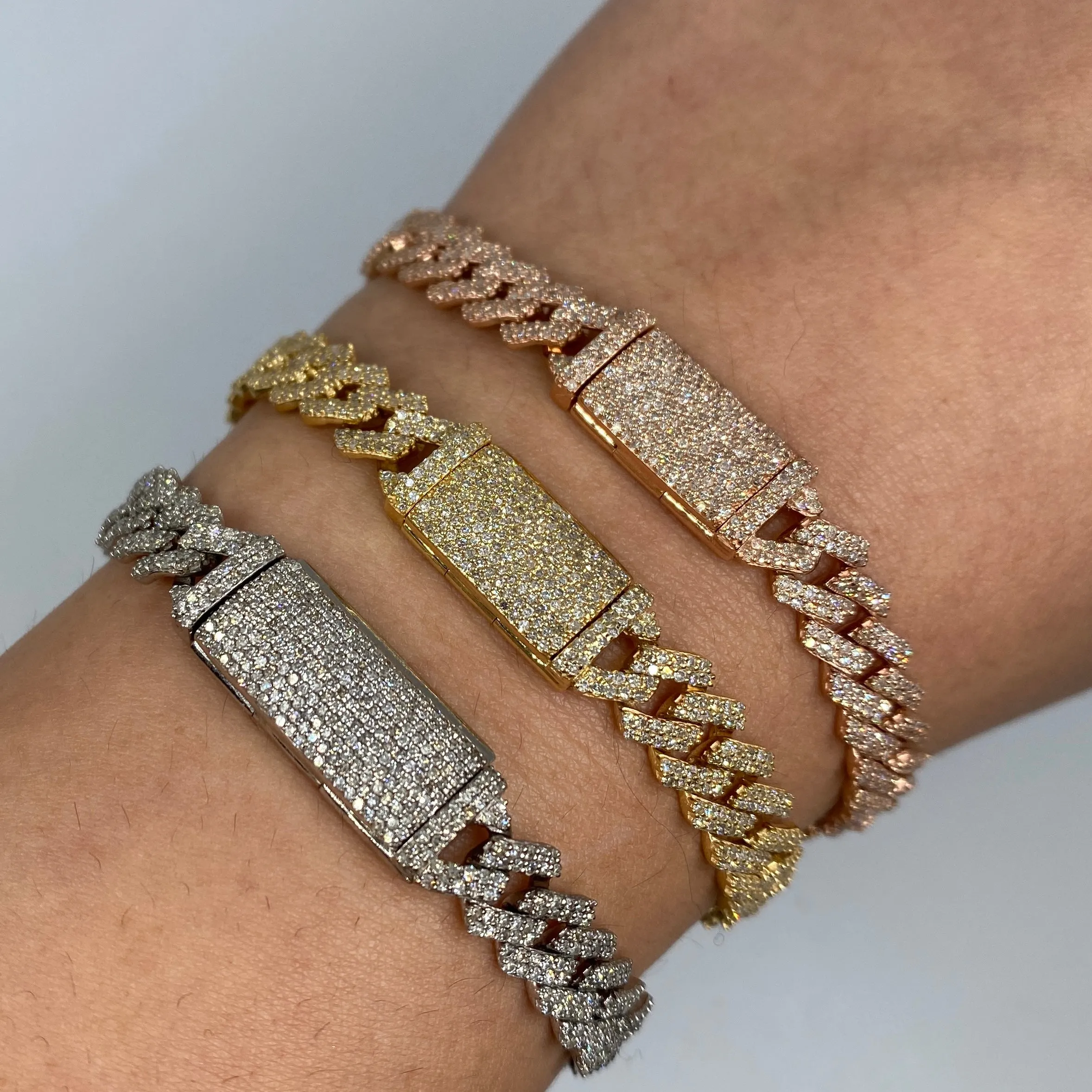 10K 8MM Cuban Link Diamond Bracelet 7-8"