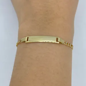 10K Custom Name Plate Two-Tone Figaro Link Baby Bracelet