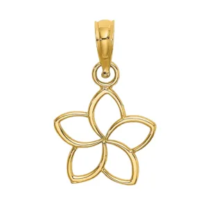 10k Gold Hawaiian Plumeria Flower Pendant