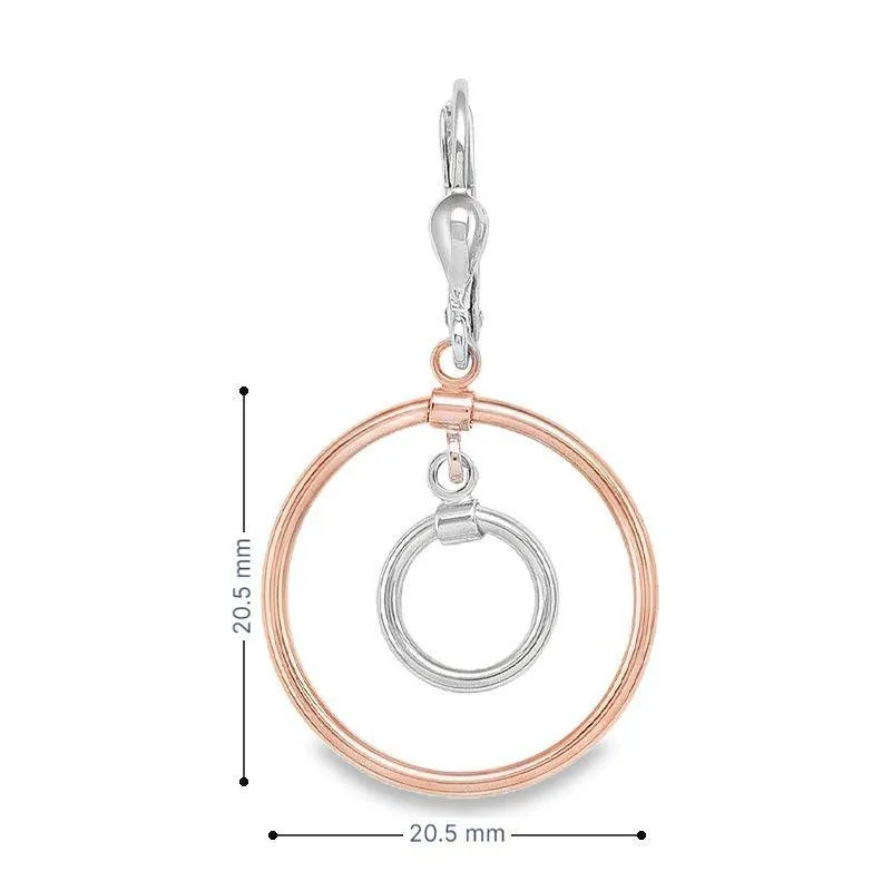 10K Rose & White Gold Interlocking Circles Drop Earrings