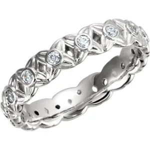 10K White 3/8 CTW Diamond Sculptural-Inspired Eternity Band Size 7