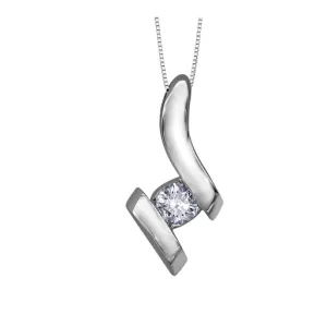 10K White Gold (0.07ct) Tension Set Diamond Solitaire Pendant
