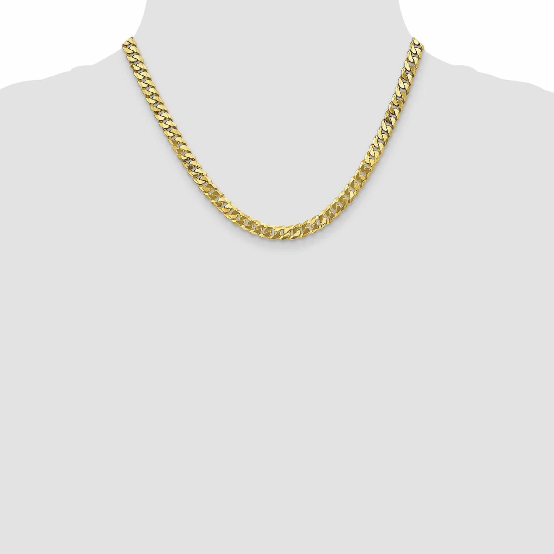 10k Yellow Gold 6.1mm Flat Beveled Curb Chain