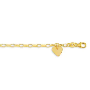 10K Yellow Gold Baby Bracelet with Dangle Heart