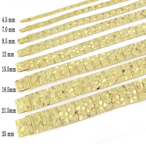 10k Yellow Gold Solid Nugget Bracelet Adjustable 8.5-9" 12mm 30.4 grams
