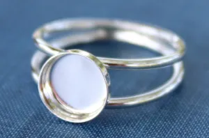 10mm Bezel Sterling Silver Double Band Ring blank