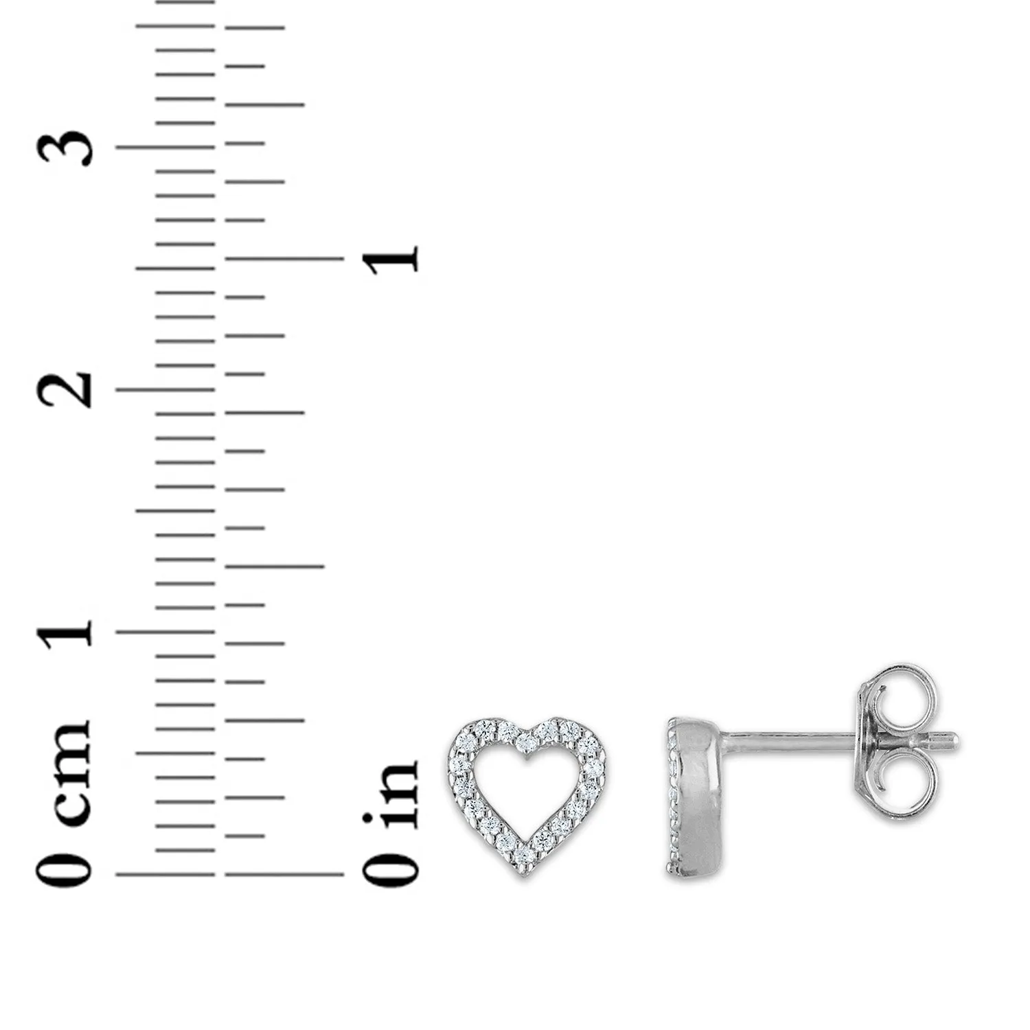 1/20 CTW Natural Diamond Stud Heart Outline Earrings in 10KT White Gold