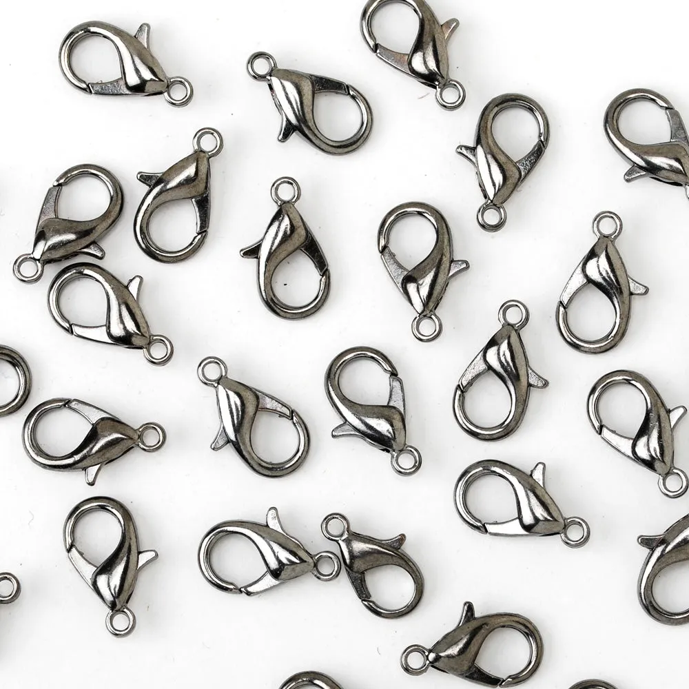 12mm Alloy Lobster Clasps Fastener Hooks Jewellery-making,gun metal black 100pcs