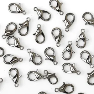 12mm Alloy Lobster Clasps Fastener Hooks Jewellery-making,gun metal black 100pcs
