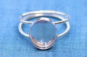 12x10mm Oval Bezel Sterling Silver Double Band Ring blank