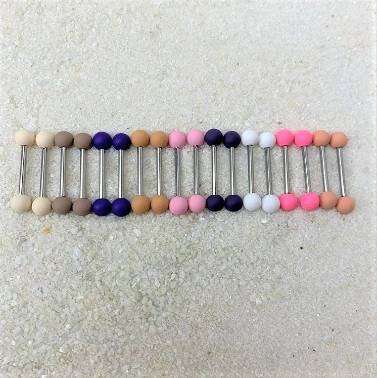14 Gauge 9/16 Peach Matte Barbell Nipple Ring Set