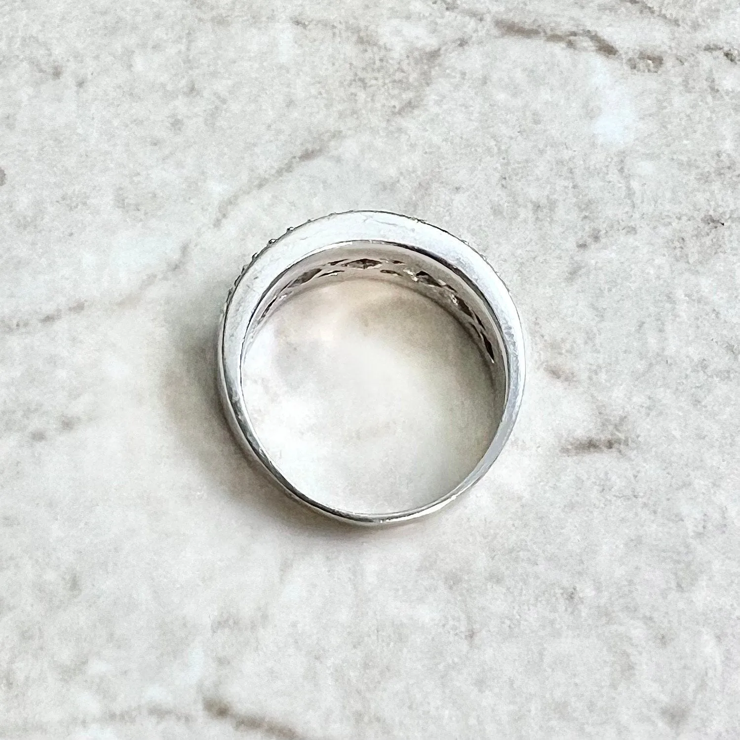 14 Karat White Gold 1.13 Carat Three-Row Diamond Band Ring