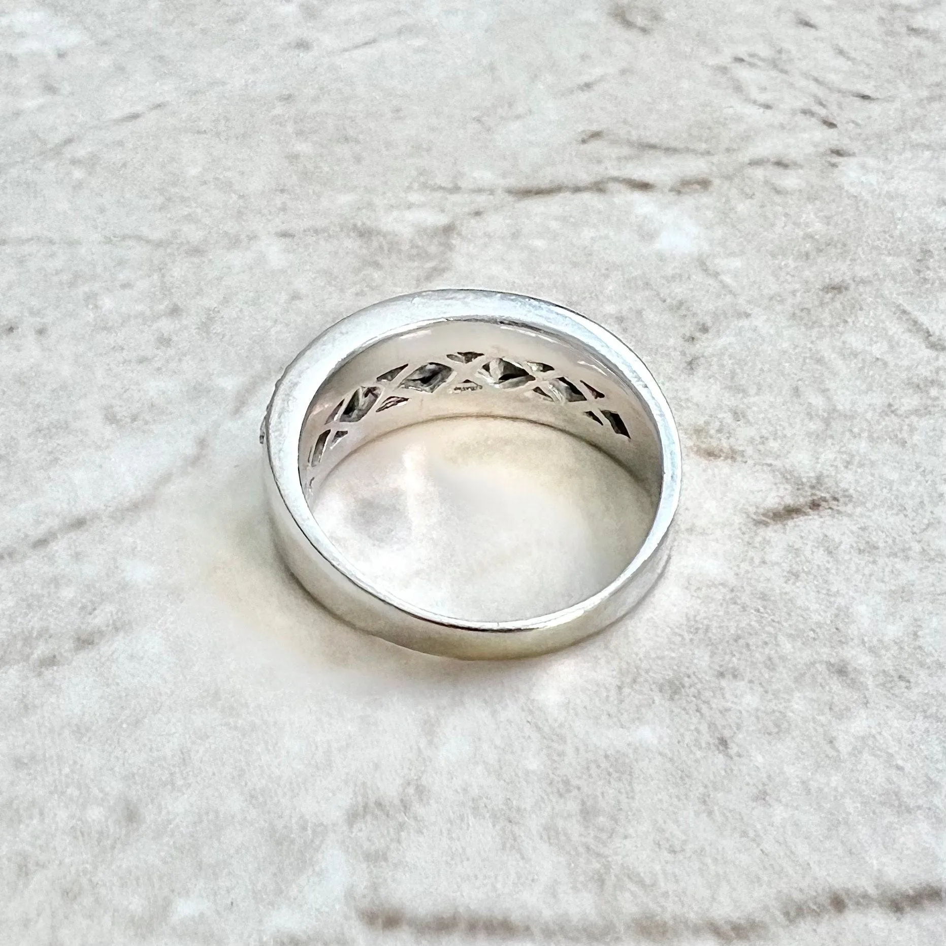 14 Karat White Gold 1.13 Carat Three-Row Diamond Band Ring