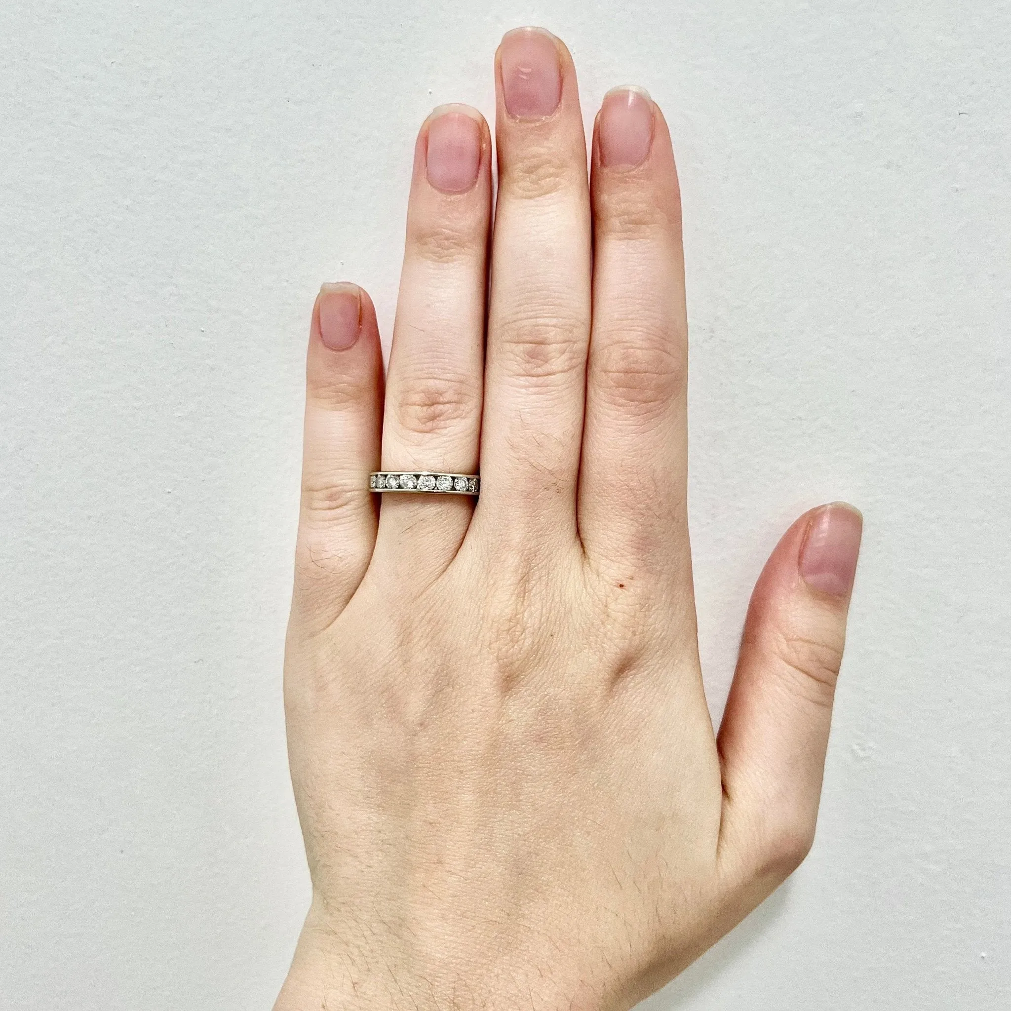 14 Karat White Gold Channel-Set 1 Carat Diamond Half Eternity Band Ring