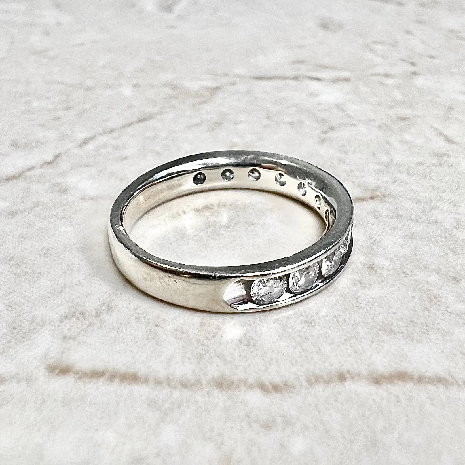 14 Karat White Gold Channel-Set 1 Carat Diamond Half Eternity Band Ring