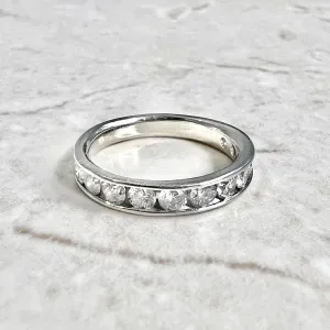 14 Karat White Gold Channel-Set 1 Carat Diamond Half Eternity Band Ring
