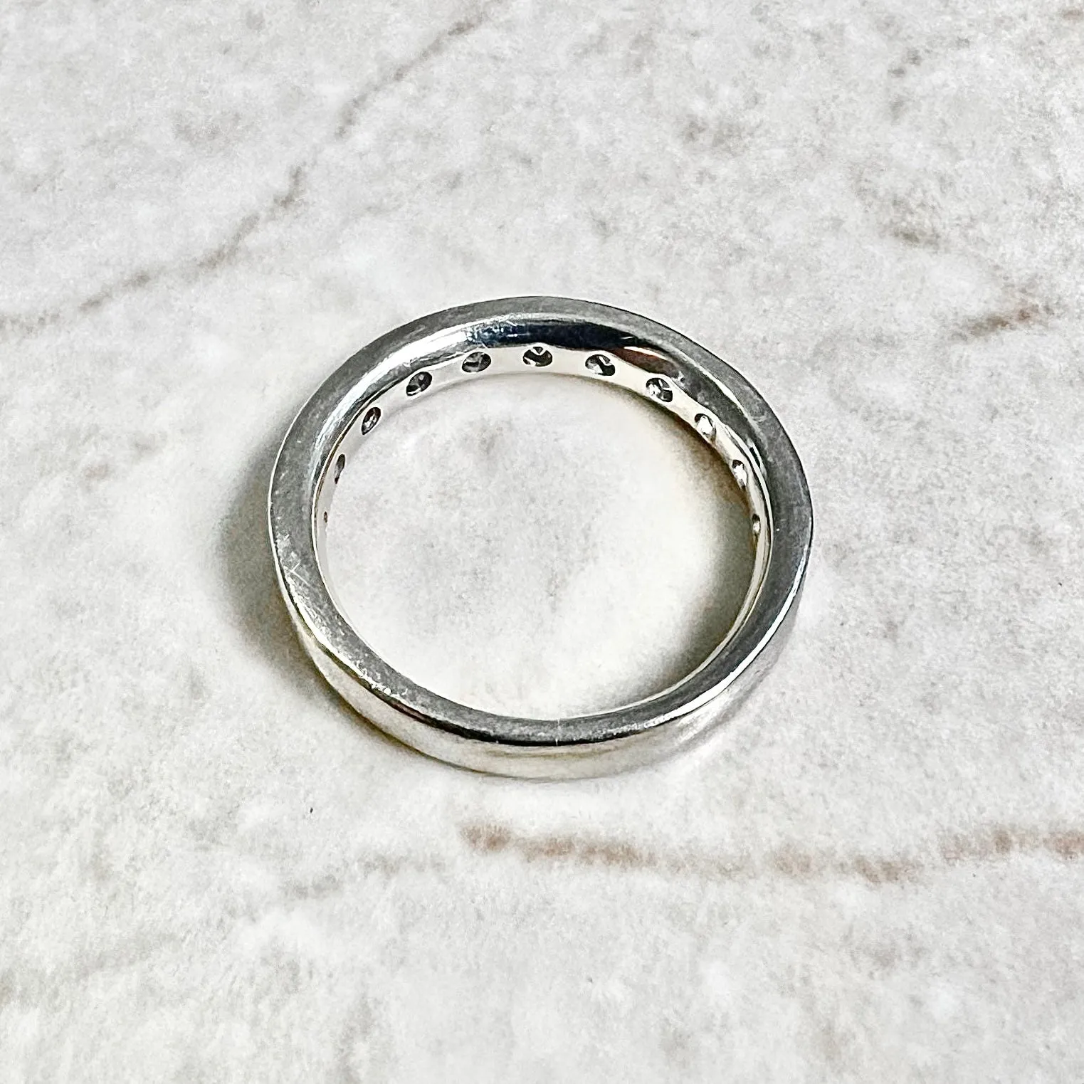 14 Karat White Gold Channel-Set 1 Carat Diamond Half Eternity Band Ring