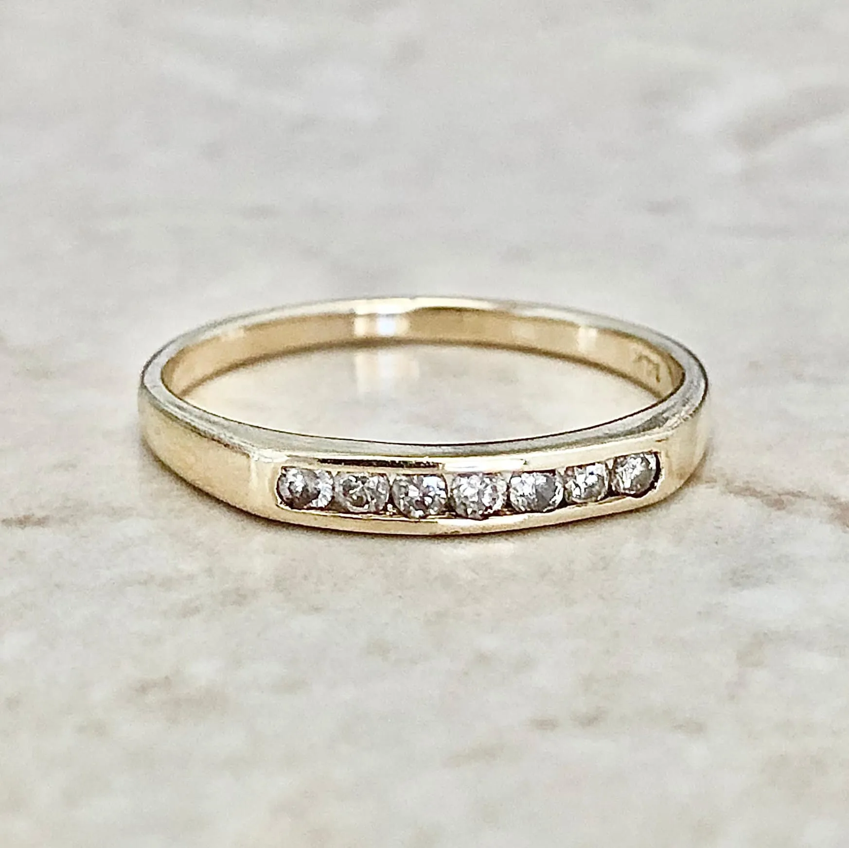 14 Karat Yellow Gold 0.15 Carat Diamond Band Ring