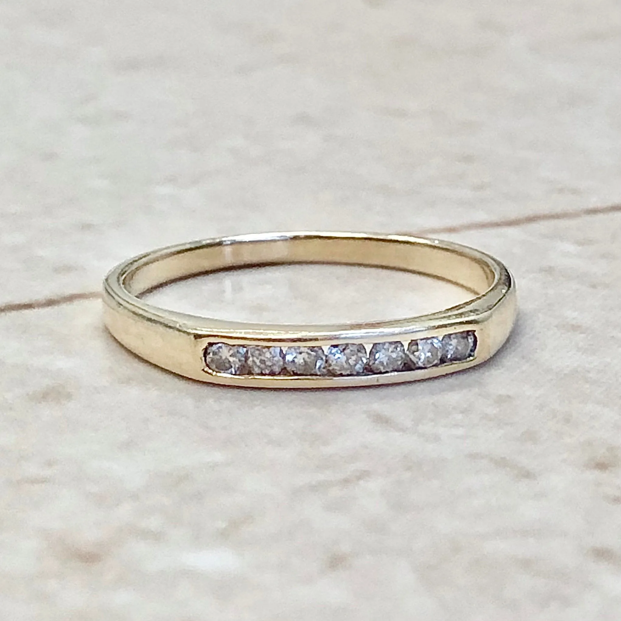 14 Karat Yellow Gold 0.15 Carat Diamond Band Ring