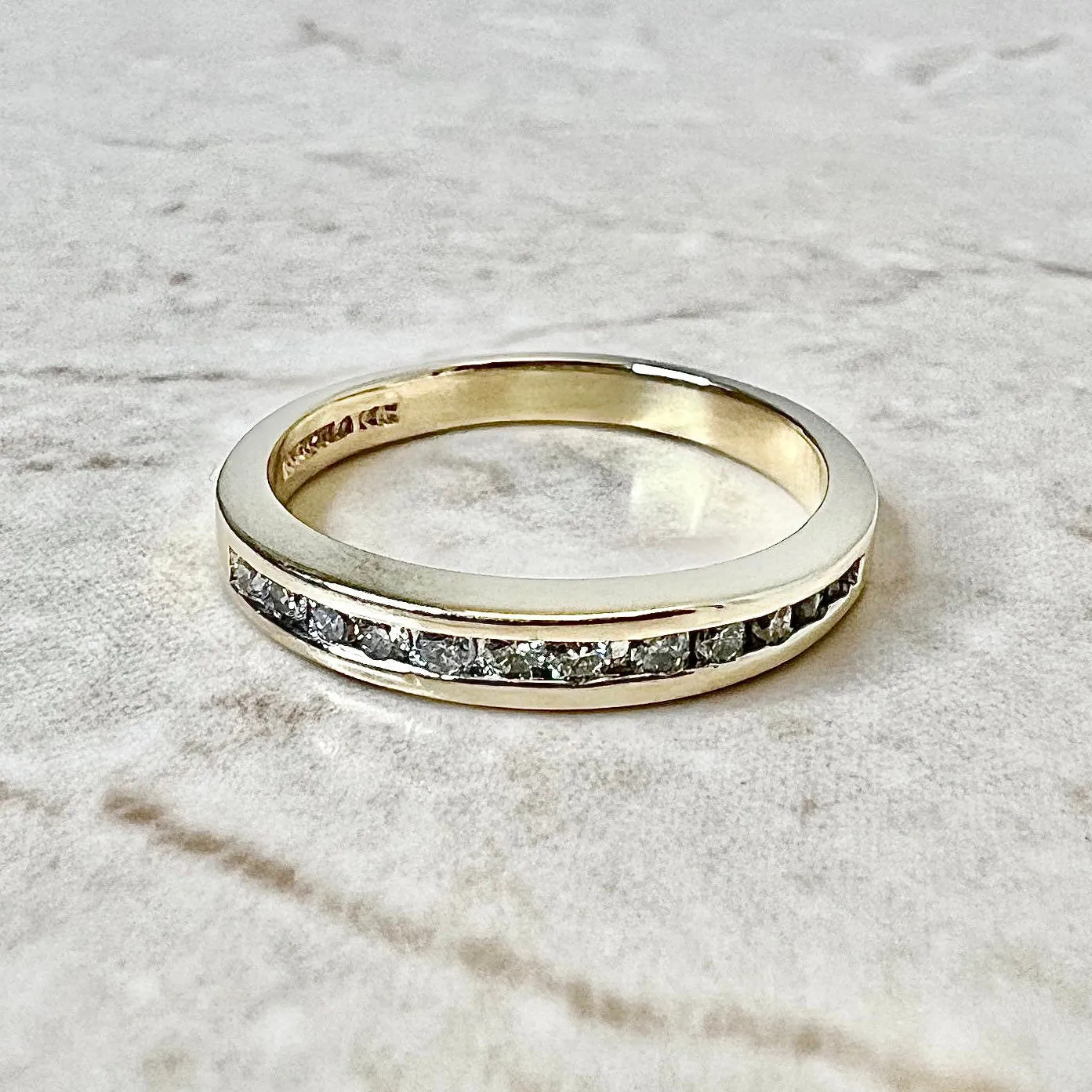 14 Karat Yellow Gold Channel-Set 0.30 Carat Diamond Half Eternity Ring