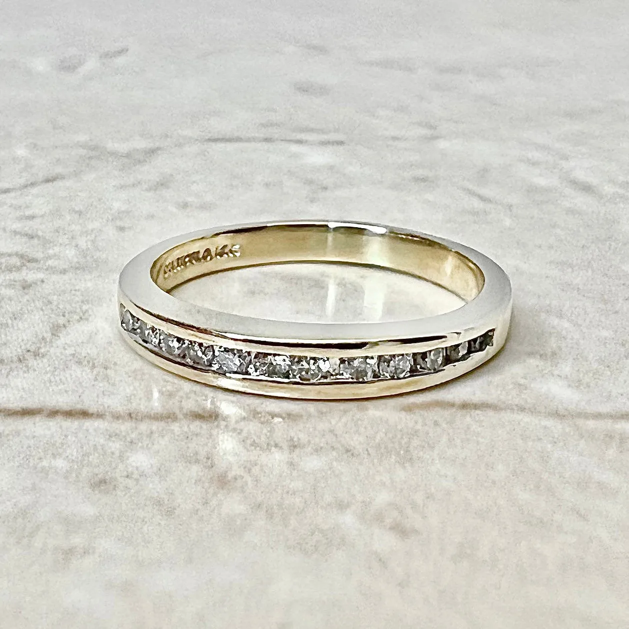 14 Karat Yellow Gold Channel-Set 0.30 Carat Diamond Half Eternity Ring