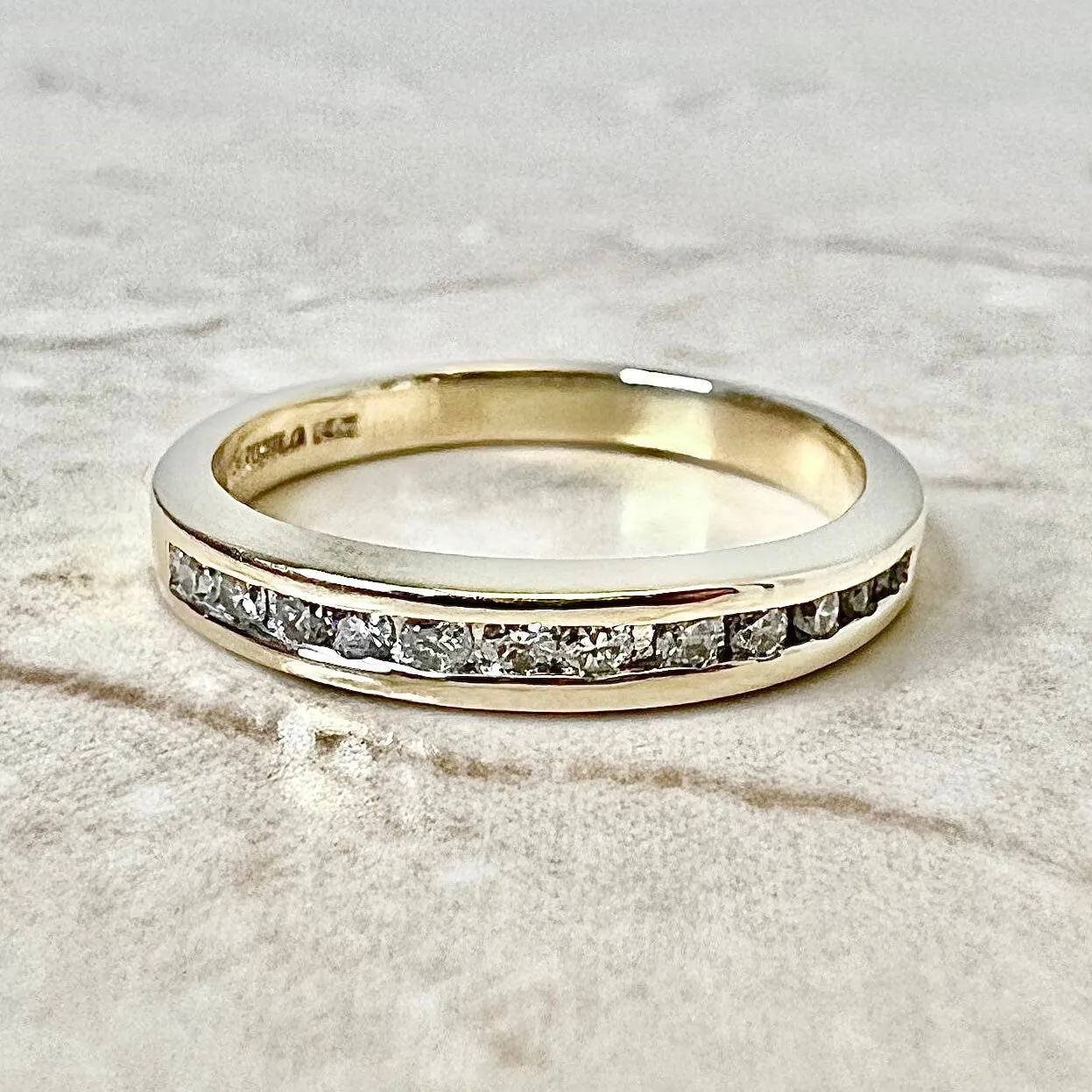 14 Karat Yellow Gold Channel-Set 0.30 Carat Diamond Half Eternity Ring