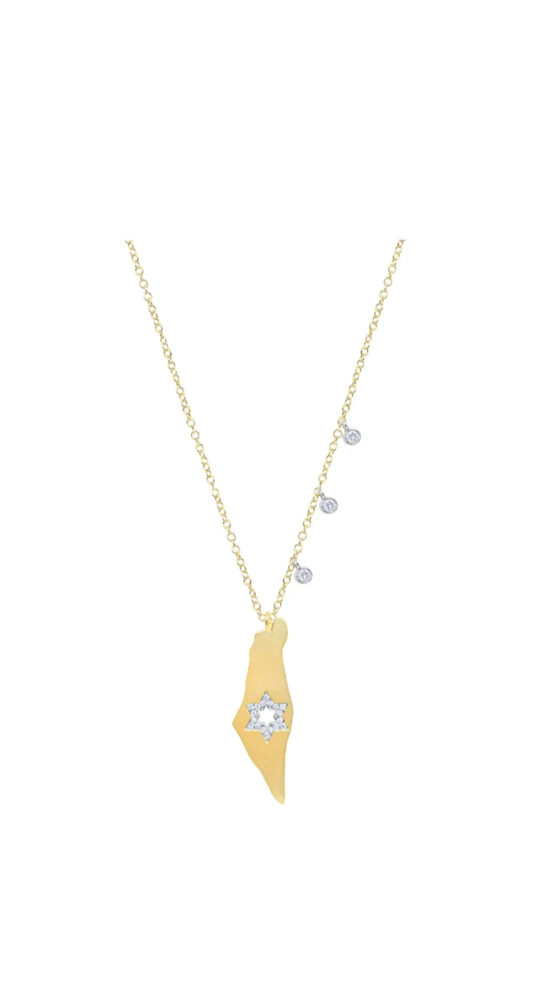 14k Diamond Israeli Map