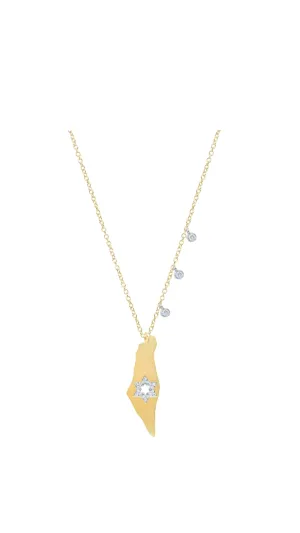14k Diamond Israeli Map