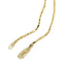 14K Gold Bar And Bead Necklace