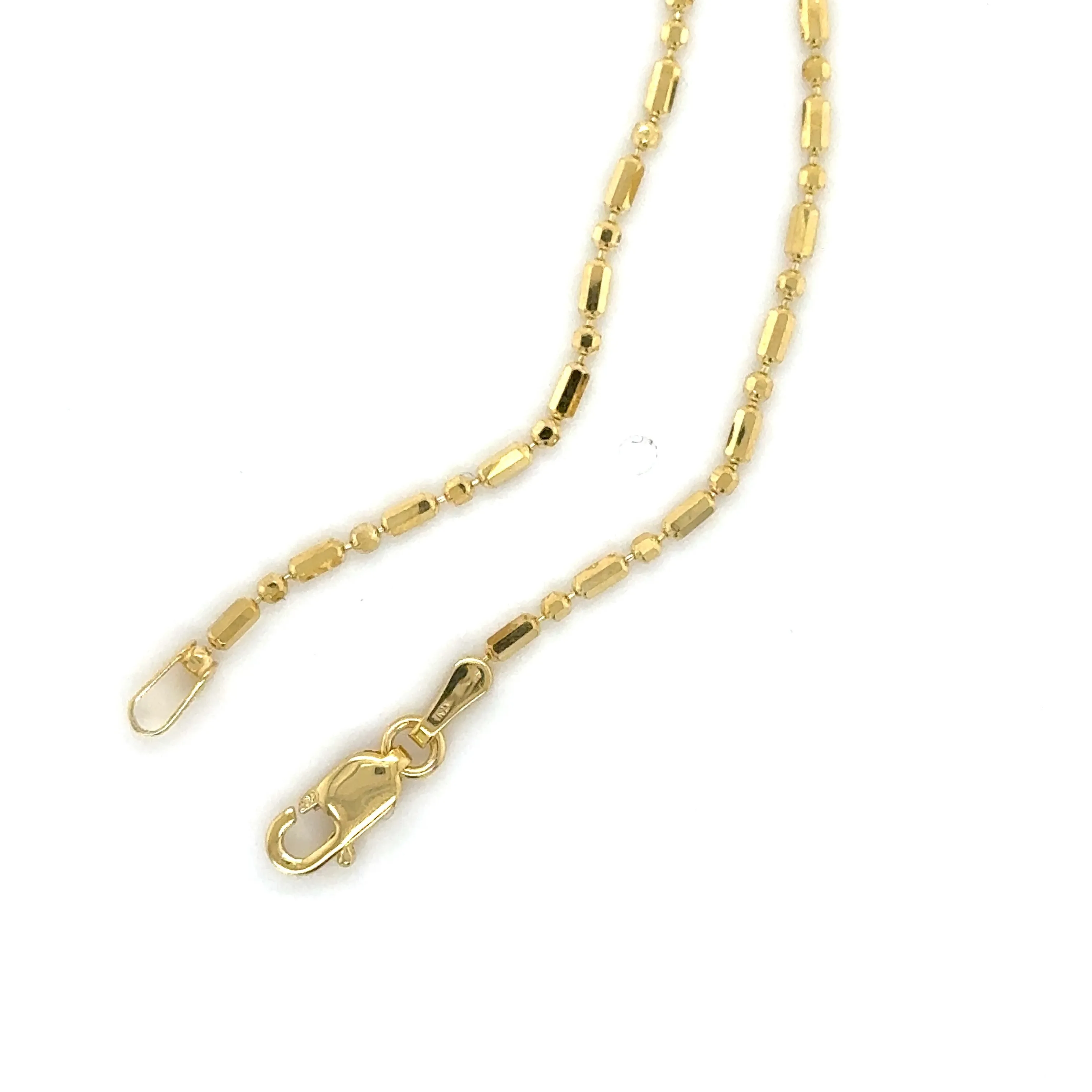 14K Gold Bar And Bead Necklace