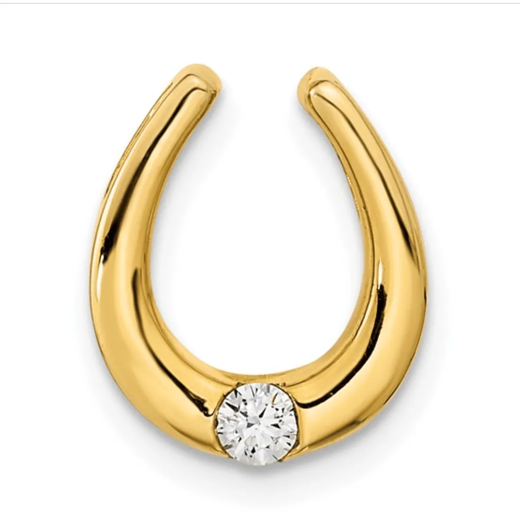 14K Gold Diamond Horseshoe Pendant