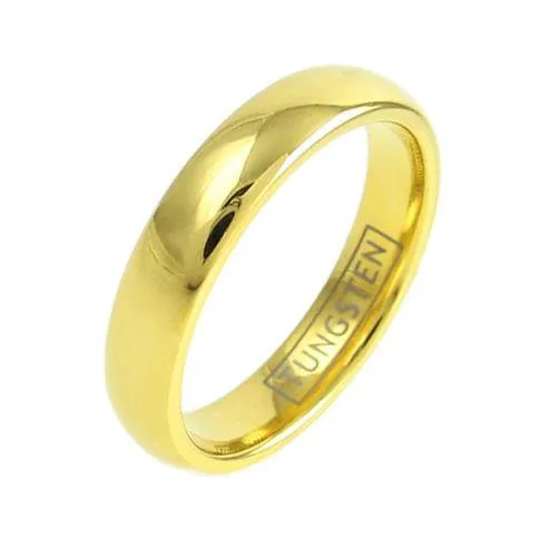 14K Gold Ion Plated 2mm/3mm/4mm/5mm Low Dome Tungsten Wedding Band Available. For men and women.