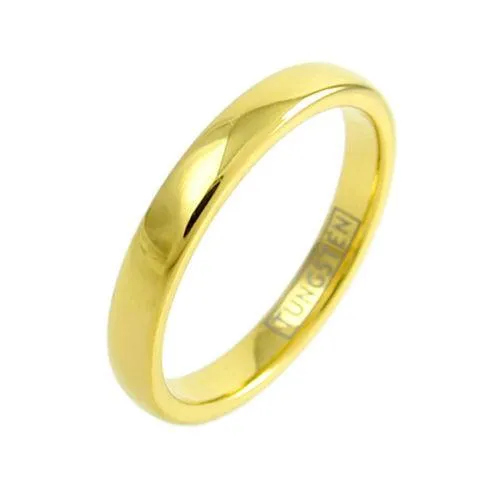 14K Gold Ion Plated 2mm/3mm/4mm/5mm Low Dome Tungsten Wedding Band Available. For men and women.