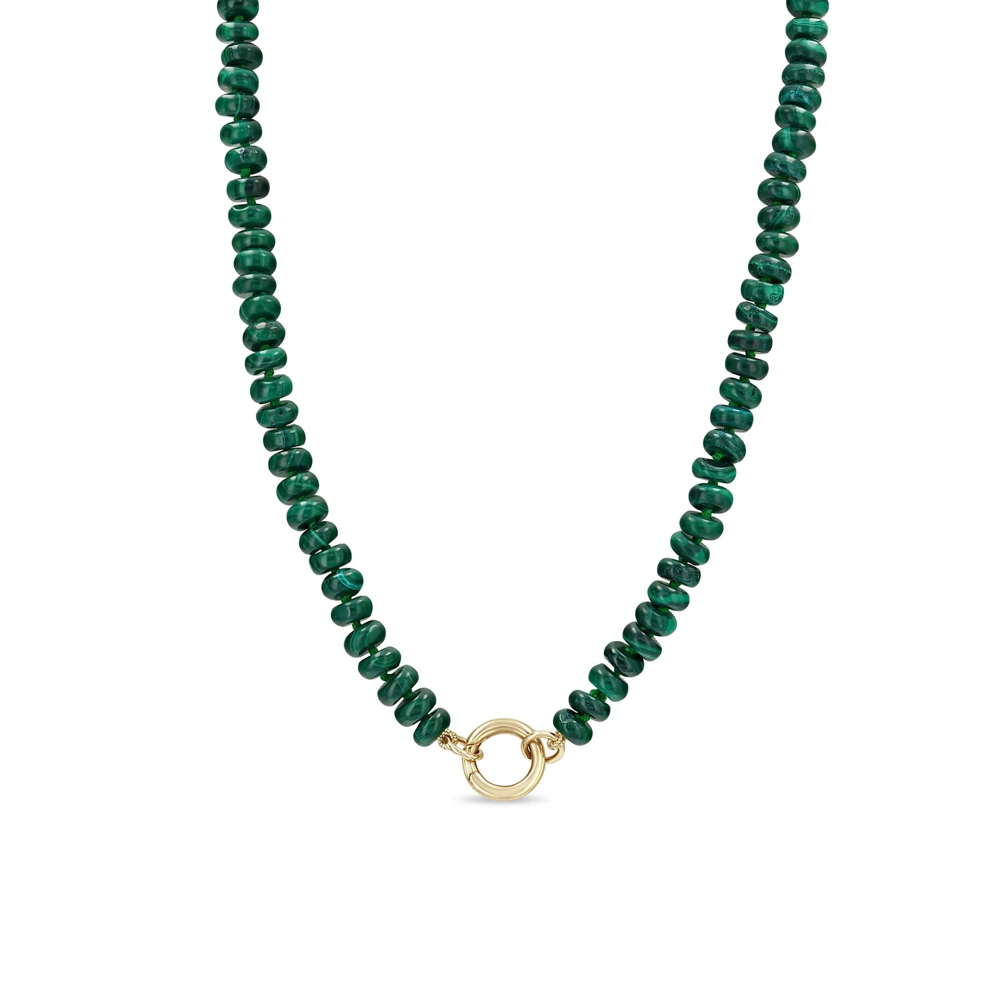 14k Malachite Rondelle Bead Round Enhancer Necklace